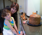 Zion and Mama making cake